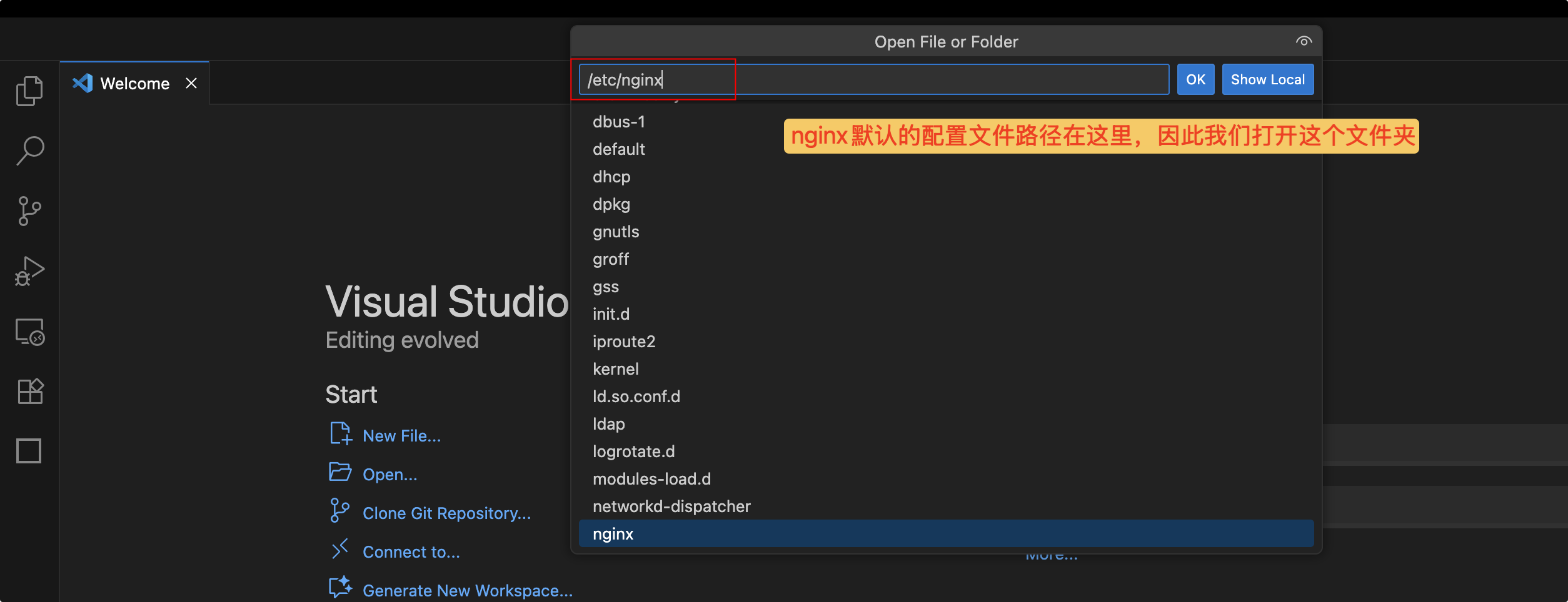 VSCode打开服务器文件